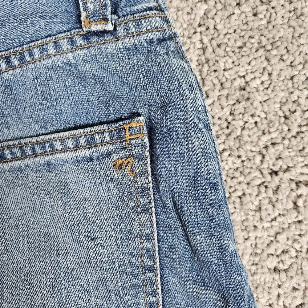 Madewell Mini Skirt Womens 25 Blue Rigid Denim A Line Distressed Boho Grunge